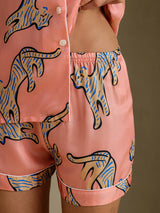 [Pink Cat] SilkSilky  Short Sleeve Lapel Collar Women's Pajamas 005