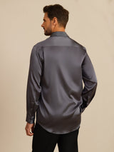 [Dark Gray] SilkSilky  Long Sleeve Lapel Collar Men's Shirt 002