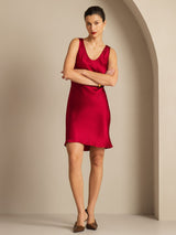 [Wine] SilkSilky  Sleeveless Scoop Neck Nightgown 006