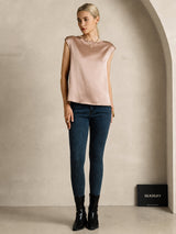 [Tuscany] SilkSilky  Cap Sleeve Round Neck Women's T-Shirt 004