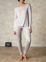 [Silver] SilkSilky  Long Sleeve Round Neck Women's Long Johns 001