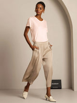 [Light Pink] SilkSilky  Short Sleeve Round Neck Women's T-Shirt 006