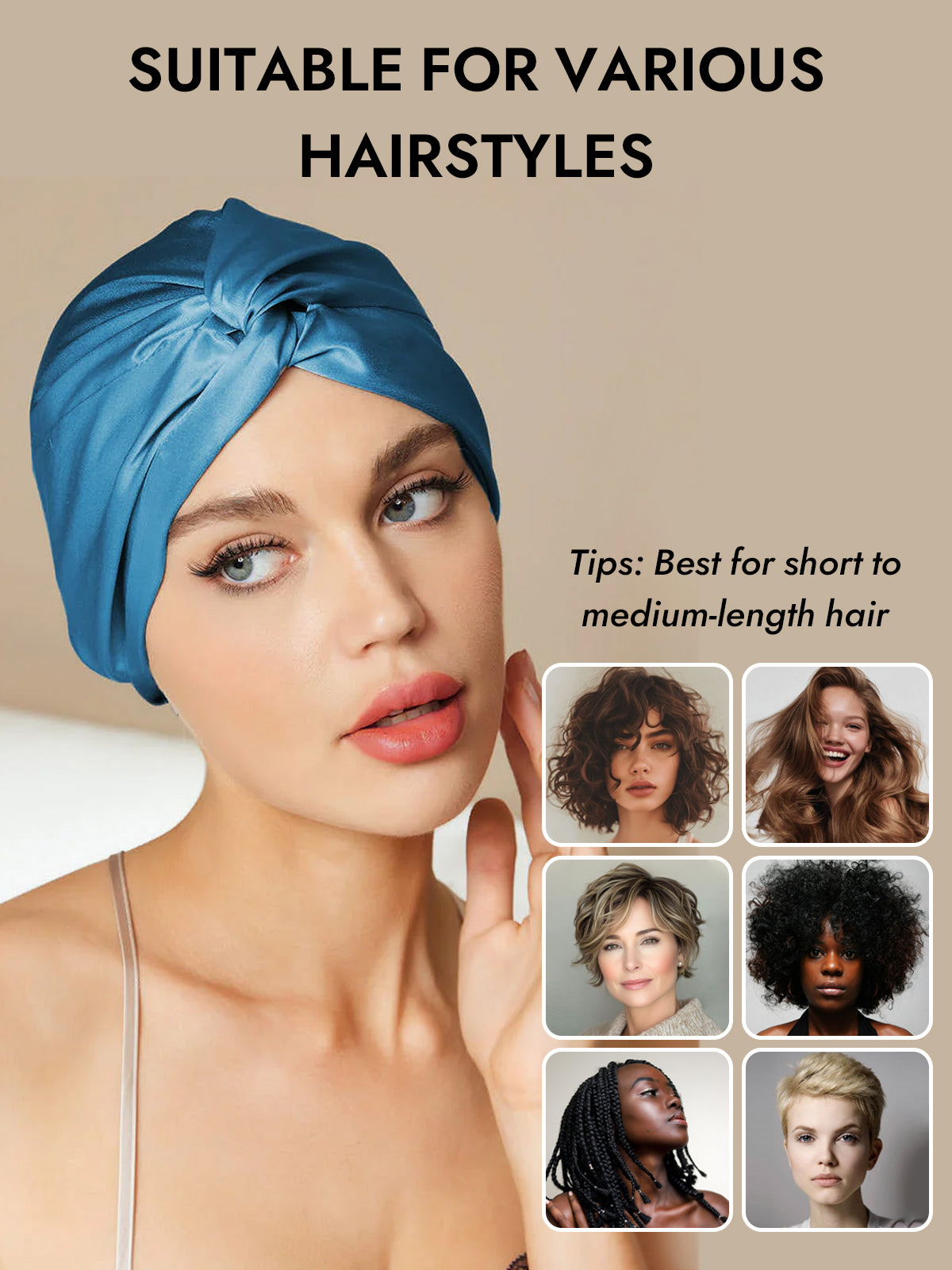 [Teal] SilkSilky  Pure Silk Sleep Cap 007