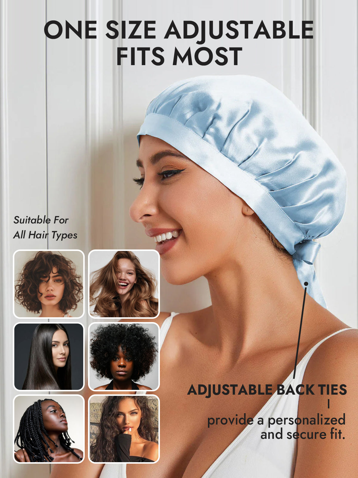 [Light Blue] SilkSilky  Pure Silk Sleep Cap 006