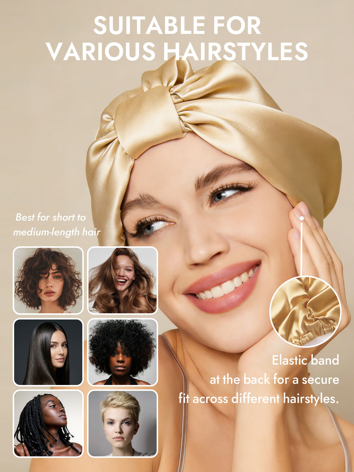 [Champagne] SilkSilky  Sleep Cap 005