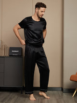 [Black] SilkSilky  Short Sleeve Round Neck Men's Pajamas 004
