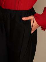 [Black] SilkSilky  32Momme Silk-Wool Blend Women's Pants 004