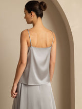 [Griffin Gray] SilkSilky  19Momme Stretch Silk Charmeuse Spaghetti Strap Scoop Neck Camisole Top 002