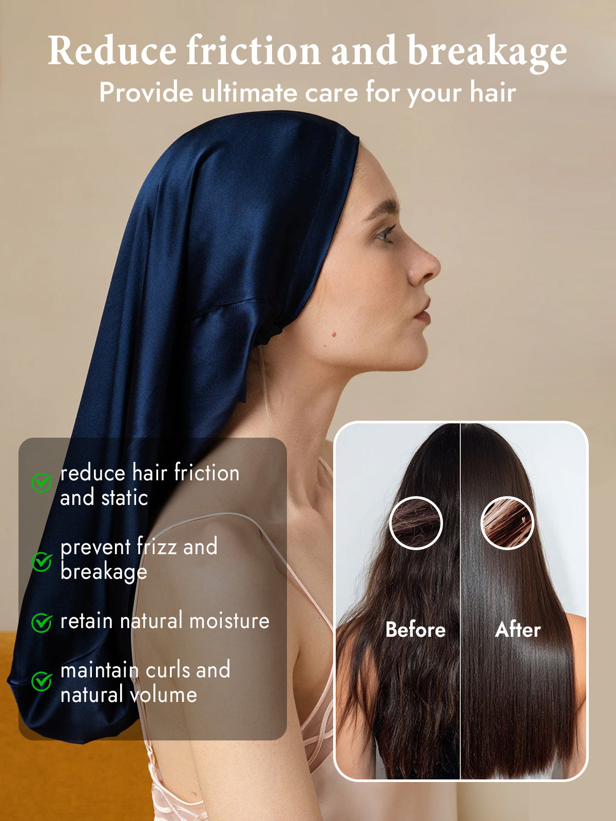 [Dark Blue] SilkSilky  Pure Silk Sleep Cap 004