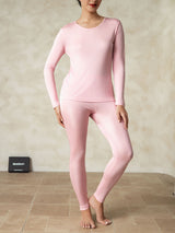 [Pink] SilkSilky  Long Sleeve Round Neck Women's Long Johns 001
