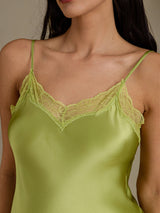 [Mint Green] SilkSilky  Spaghetti Strap Sweetheart Neck Nightgown 004