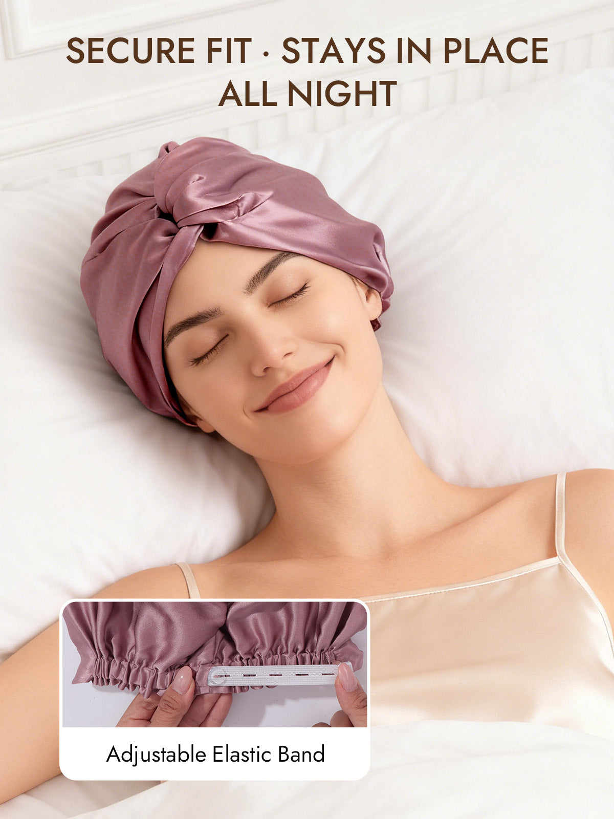 [Pale Mauve] SilkSilky  22Momme Pure Silk Sleep Cap 004