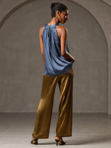 [Real Teal] SilkSilky  Sleeveless Halter Women's T-Shirt 002