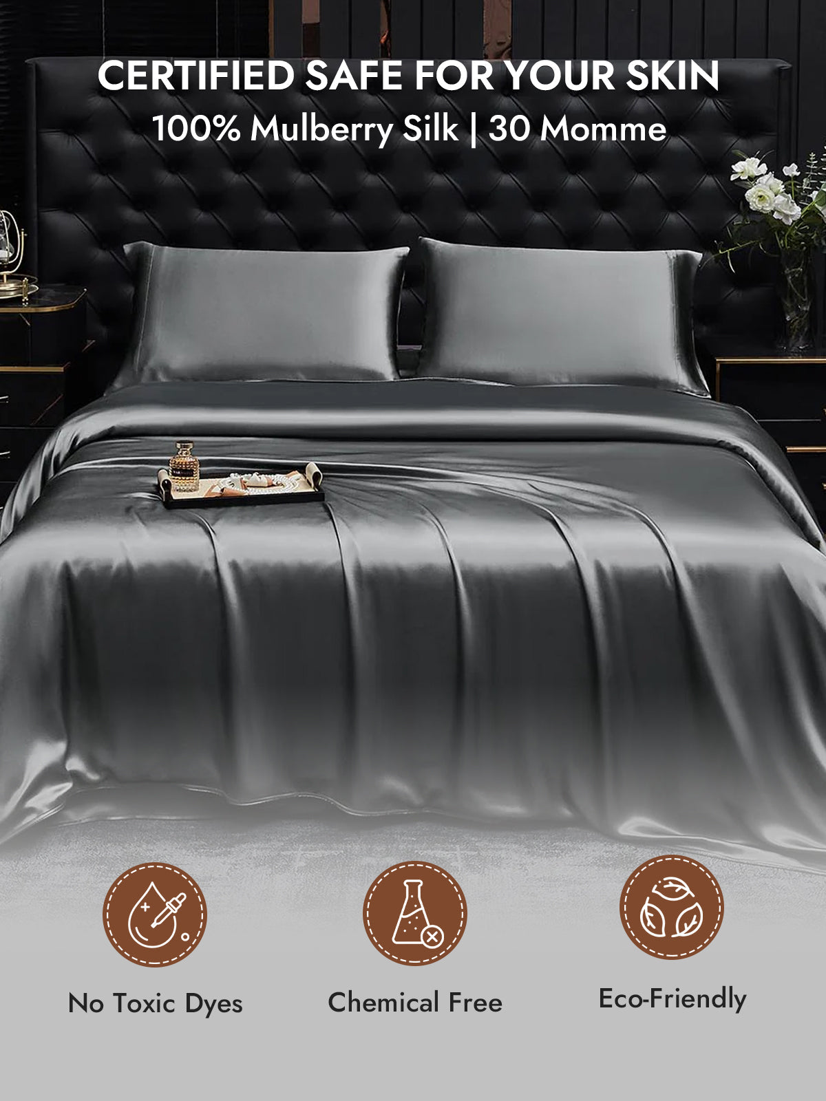 [Dark Gray] SilkSilky  30Momme Pure Silk Pillowcase 007
