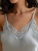 [Grayish Blue] SilkSilky  Spaghetti Strap V Neck Camisole Set 004