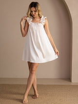 [White] SilkSilky  Sleeveless Square Neck Nightgown 007