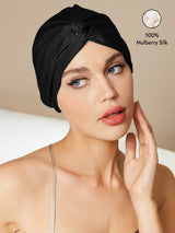 [Black] SilkSilky  Sleep Cap 001