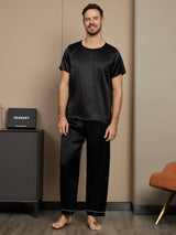[Black] SilkSilky  Short Sleeve Round Neck Men's Pajamas 001