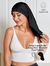 [Black] SilkSilky  Pure Silk Sleep Cap 001