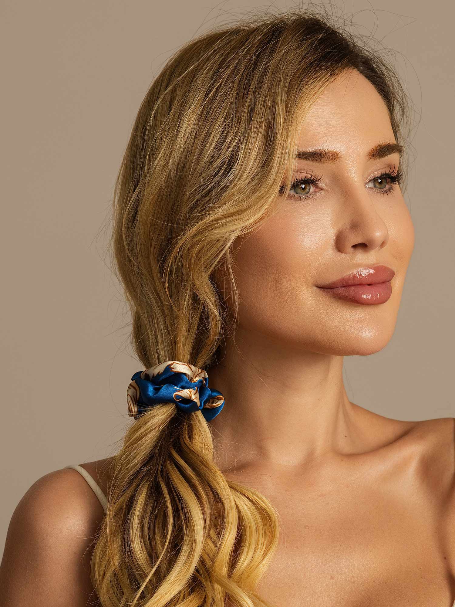 [Navy Dragon] SilkSilky  19Momme Pure Silk Scrunchie 001,