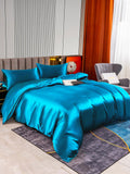 SilkSilky US 22Momme Pure Silk Bedding Set Teal 004