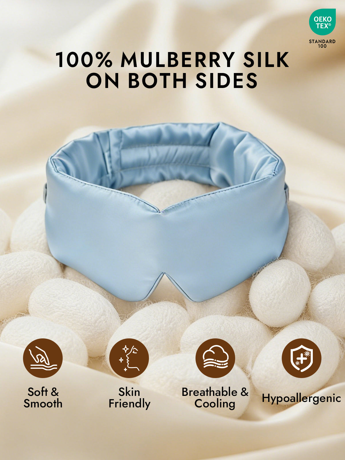 [Light Blue] SilkSilky  19Momme Pure Silk Eye Mask 002