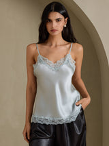 [Grayish Blue] SilkSilky  Spaghetti Strap V Neck Camisole Top 003