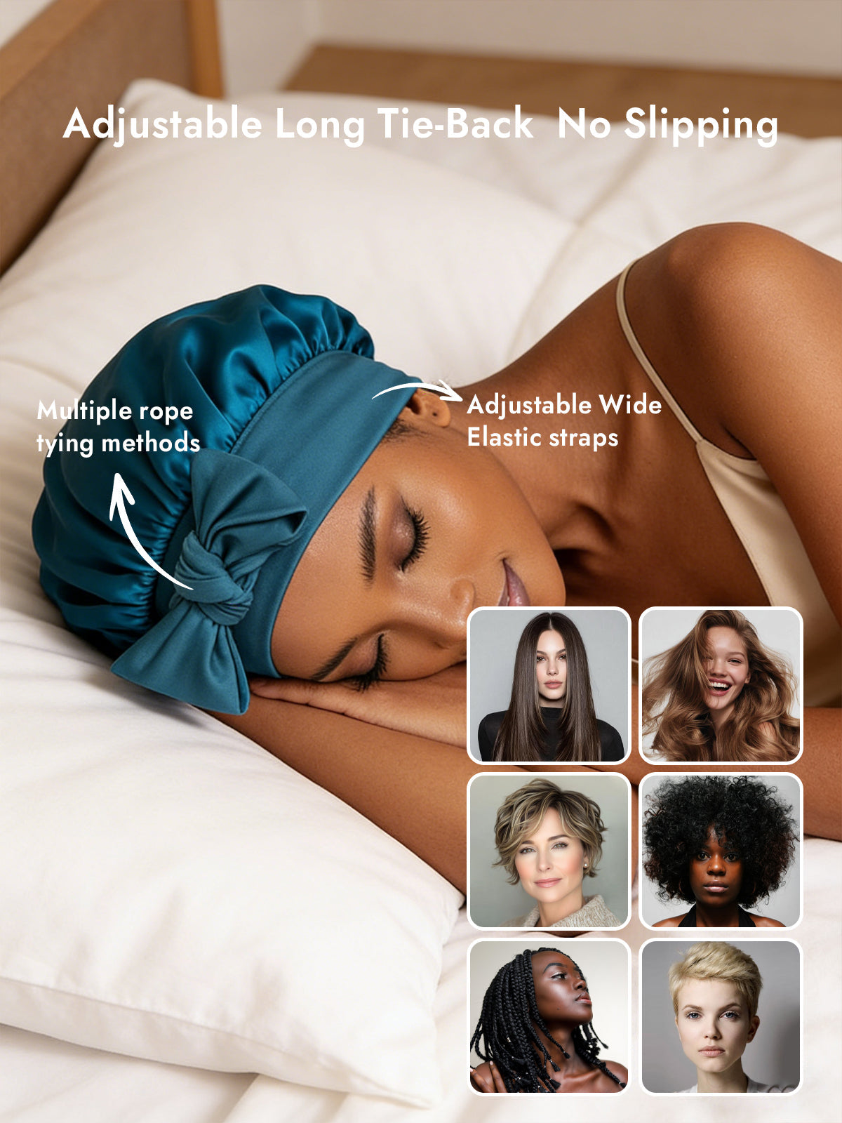 [Teal] SilkSilky  Pure Silk Sleep Cap 004