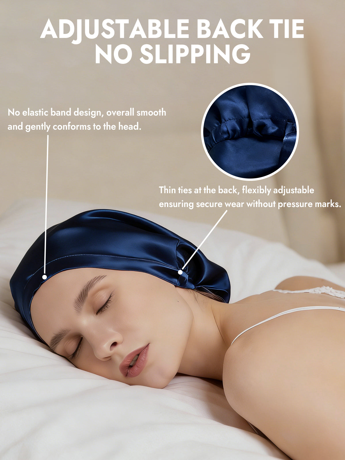 [Dark Blue] SilkSilky  Pure Silk Sleep Cap 005