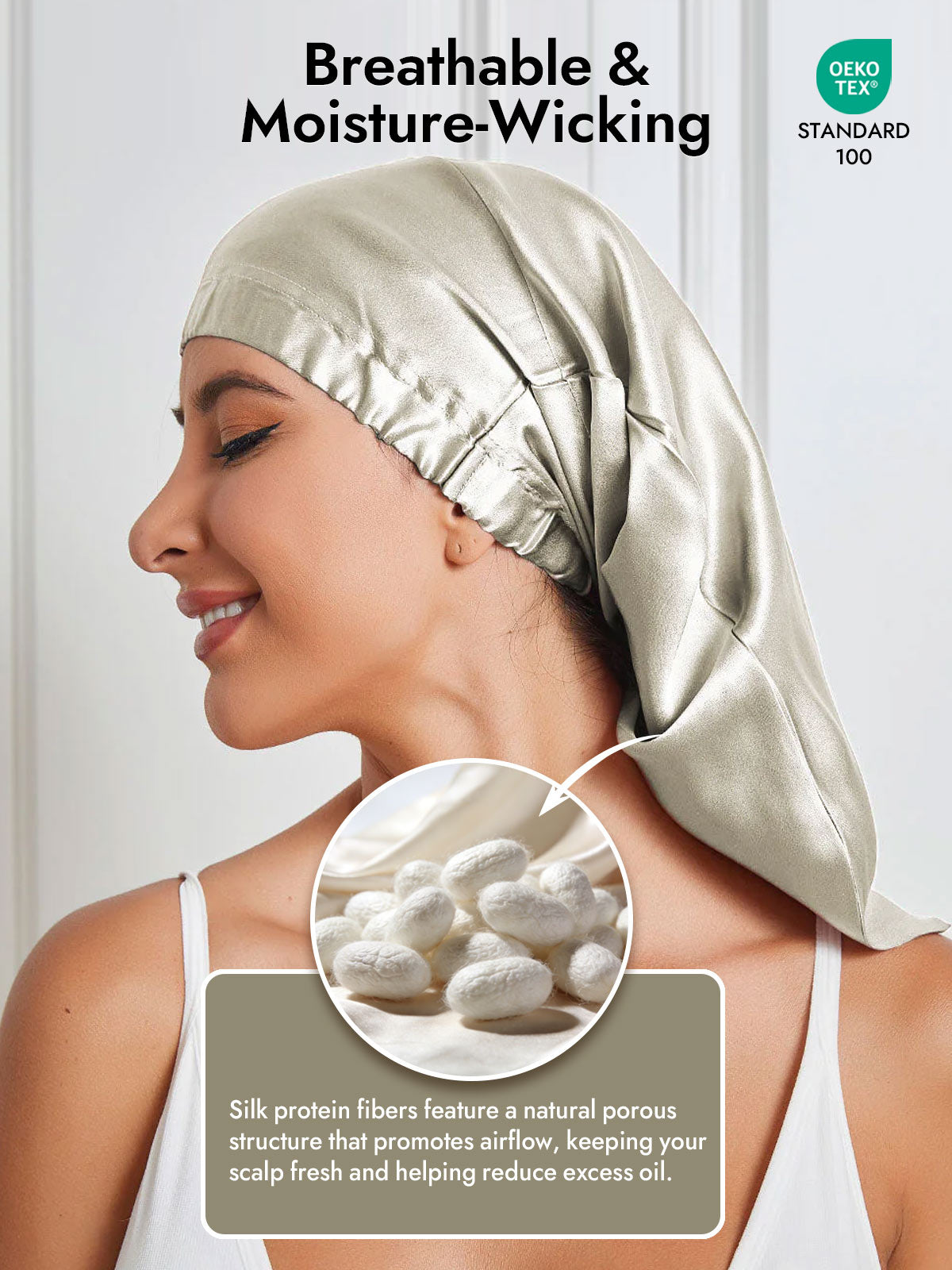 [Beige] SilkSilky  Sleep Cap 003