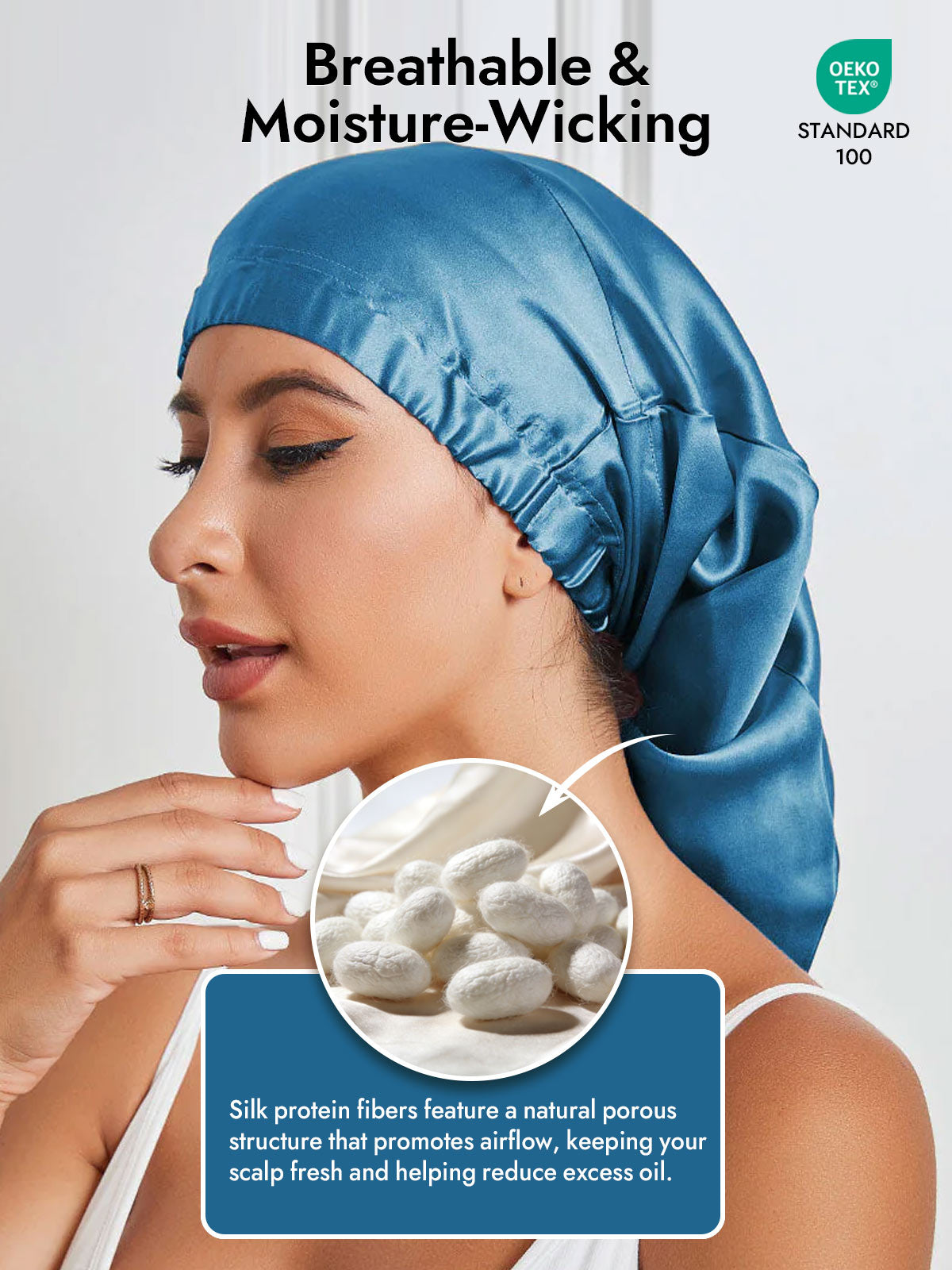 [Teal] SilkSilky  Sleep Cap 003