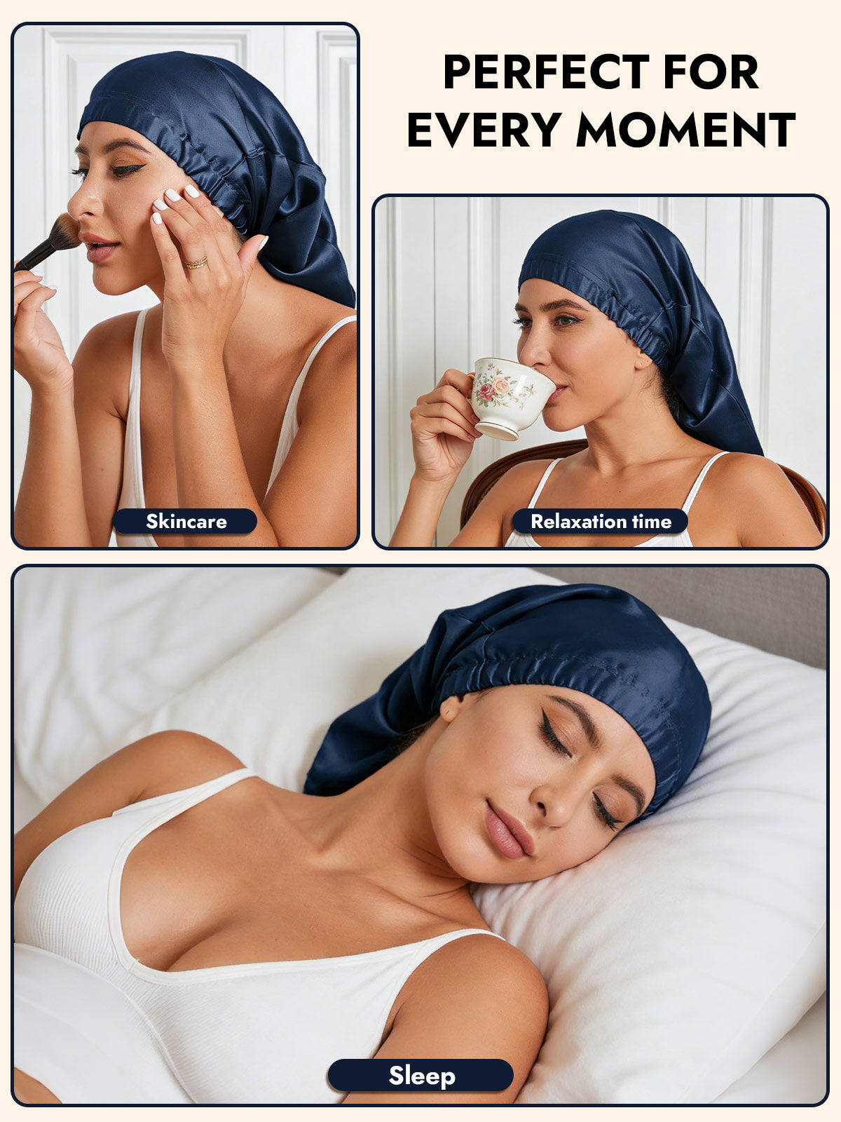 [Dark Blue] SilkSilky  Sleep Cap 005