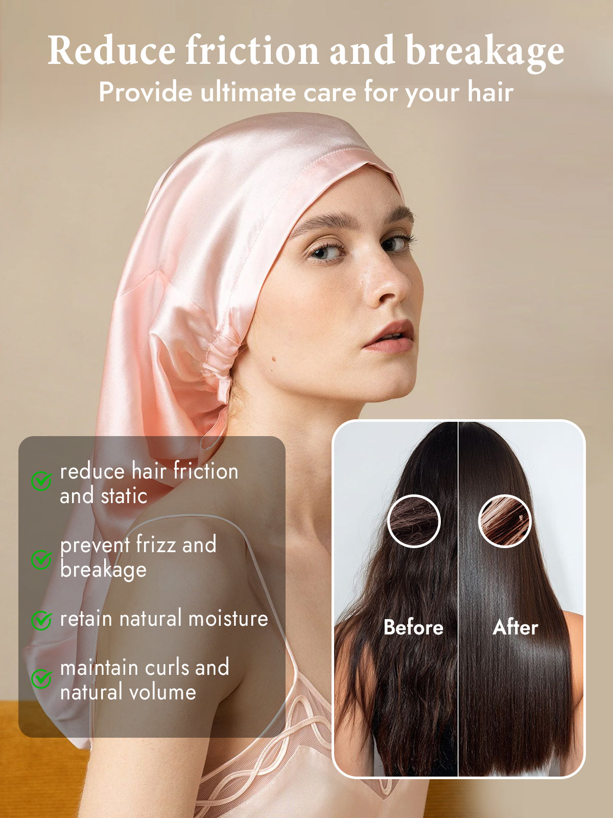 [Light Pink] SilkSilky  Pure Silk Sleep Cap 004