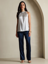 [Light Gray] SilkSilky  Sleeveless Halter Women's T-Shirt 006