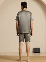[Grayish Green] SilkSilky  Short Sleeve Notch Collar Men's Pajamas 002