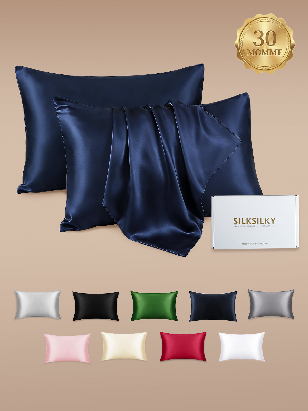 [Dark Blue] SilkSilky  30Momme Pure Silk Pillowcase 001