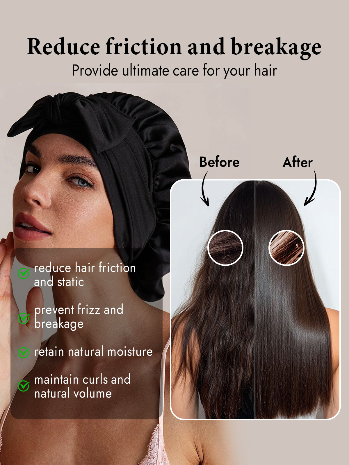 [Black] SilkSilky  Pure Silk Sleep Cap 003