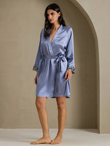 [Steel Blue] SilkSilky  3/4 Sleeve Women's Robe 008