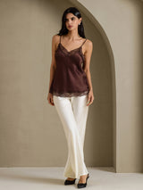 [Brown] SilkSilky  Spaghetti Strap V Neck Camisole Top 008