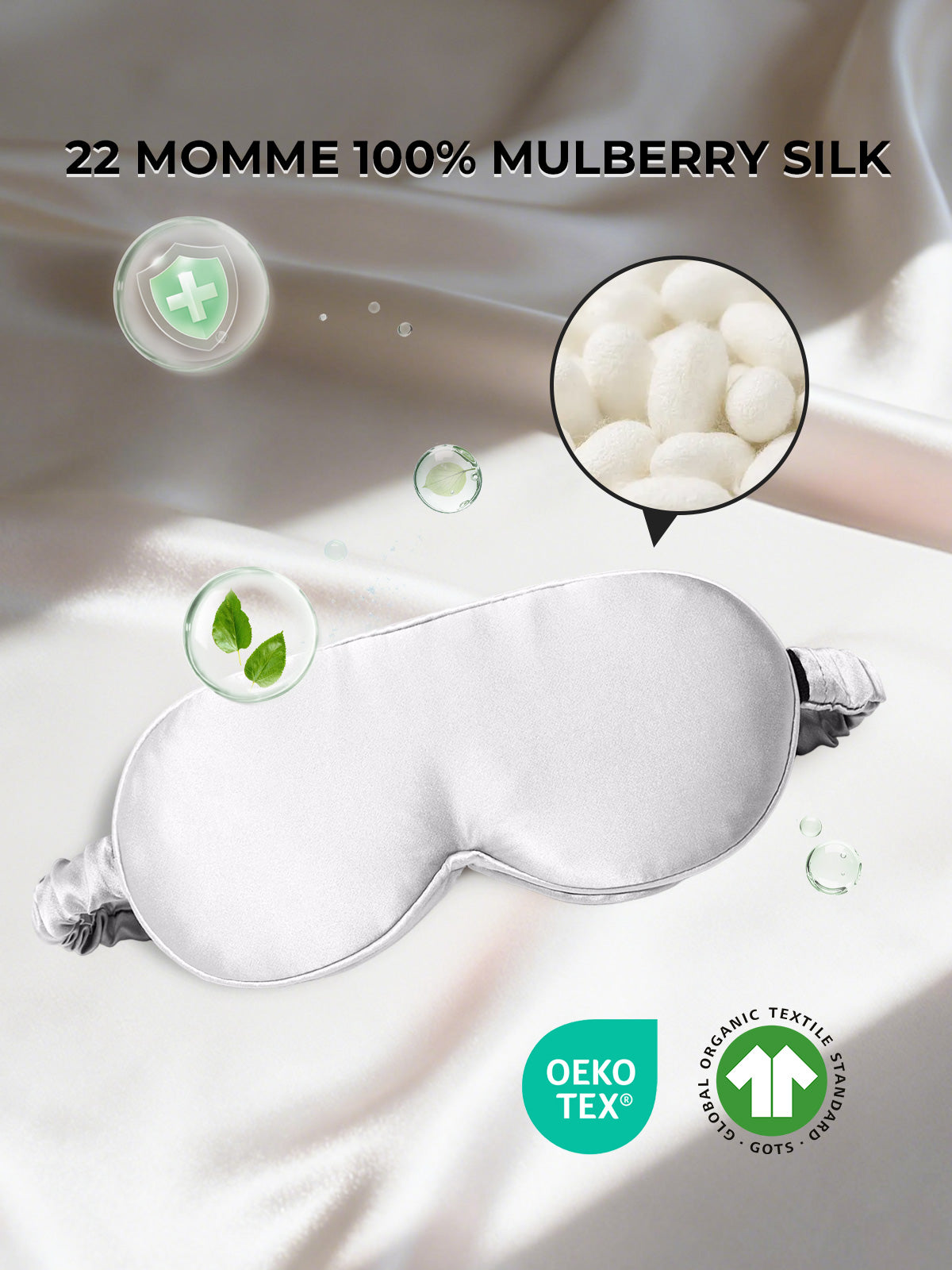 [Light Gray] SilkSilky  Pure Silk Eye Mask 002