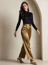 [Black] SilkSilky  Silk Jersey Long Sleeve Turtle Neck Women's T-Shirt 009
