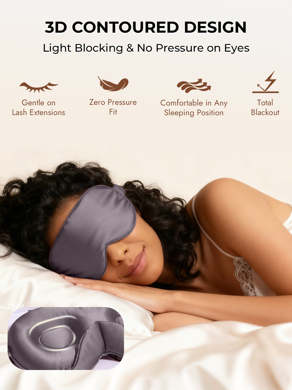 [Dark Gray] SilkSilky  Pure Silk Eye Mask 006