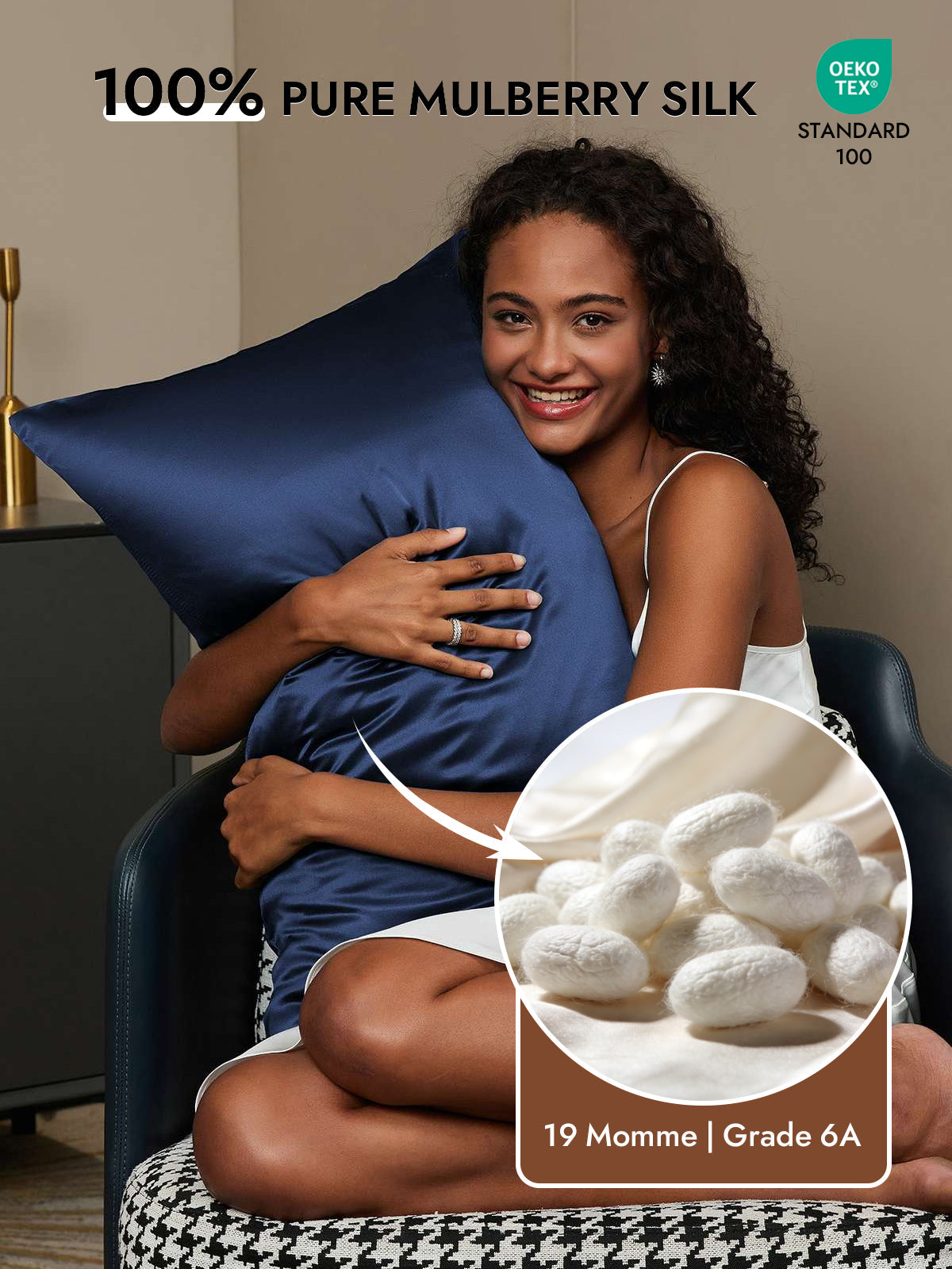 [Dark Blue] SilkSilky  19Momme Pure Silk Pillowcase 002