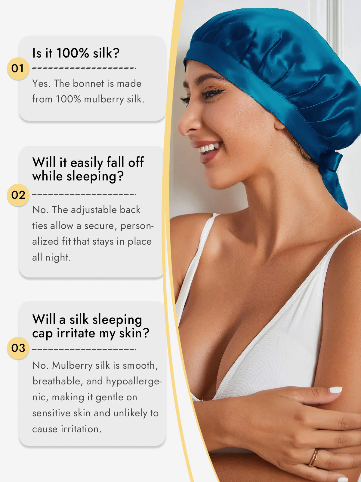 [Teal] SilkSilky  Pure Silk Sleep Cap 005