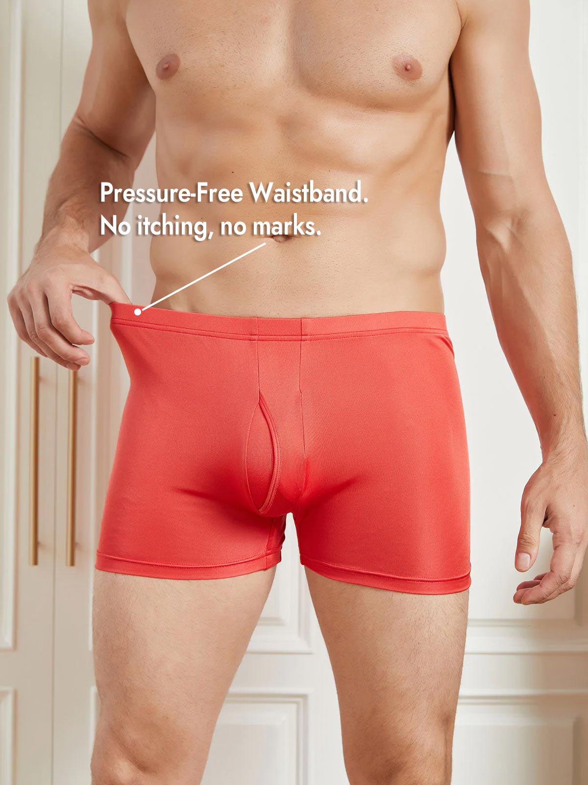 [Red] SilkSilky  100% Silk Jersey Men's Underwear 005
