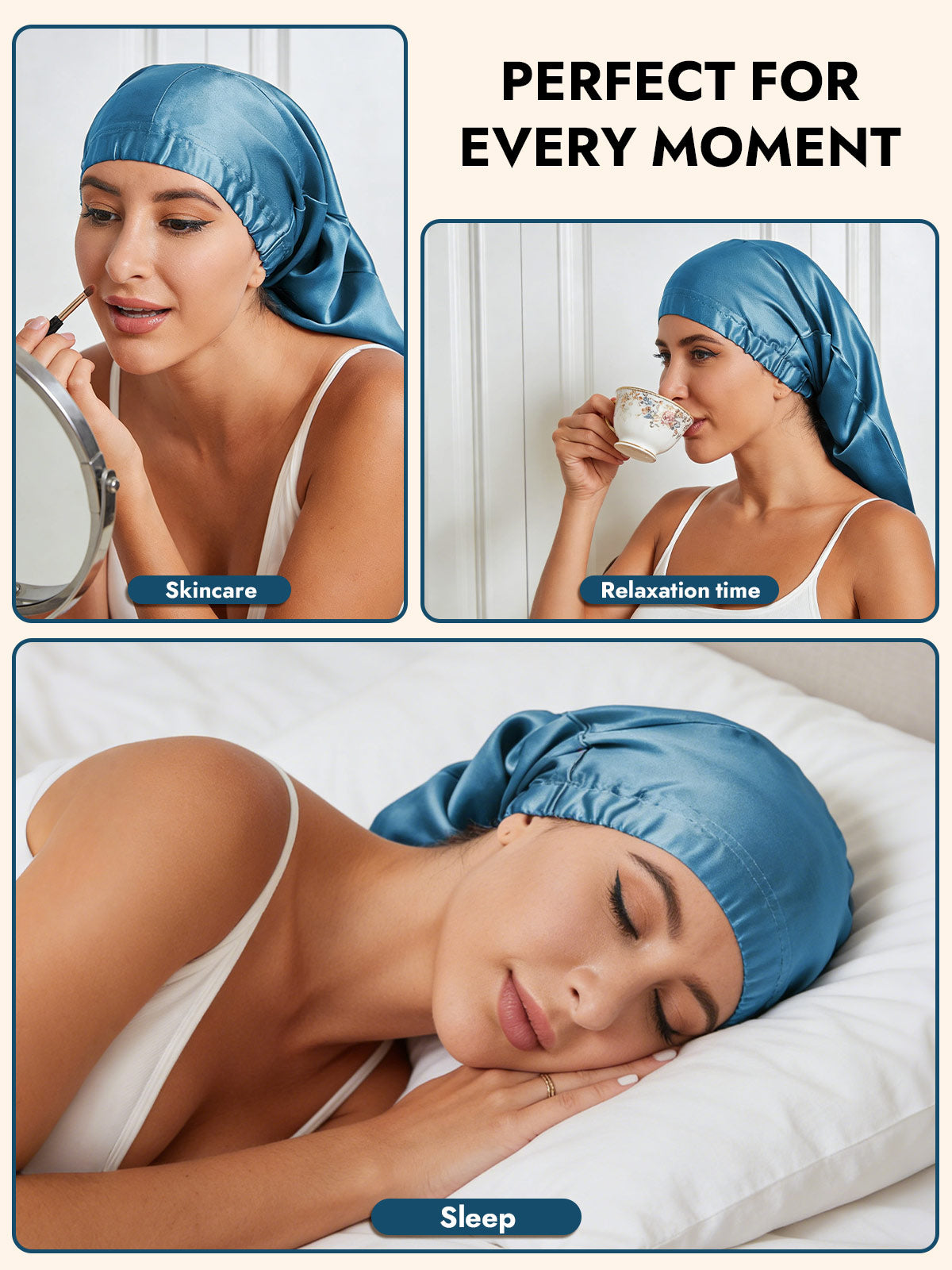 [Teal] SilkSilky  Sleep Cap 005