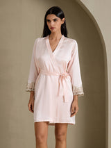 [Pink] SilkSilky  3/4 Sleeve Women's Robe 001