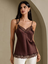 [Brown] SilkSilky  Spaghetti Strap V Neck Camisole Top 006
