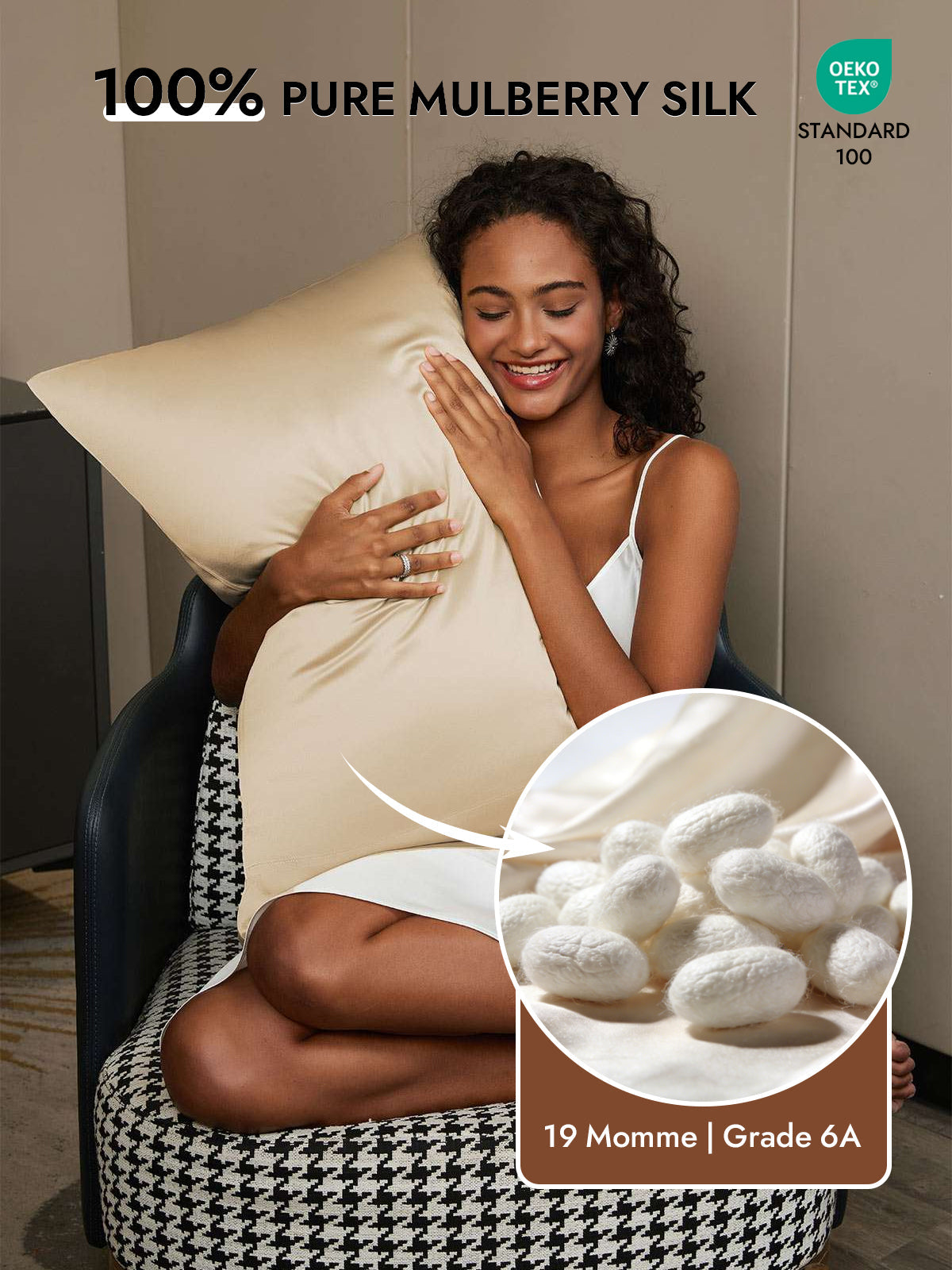 [Beige] SilkSilky  19Momme Pure Silk Pillowcase 002