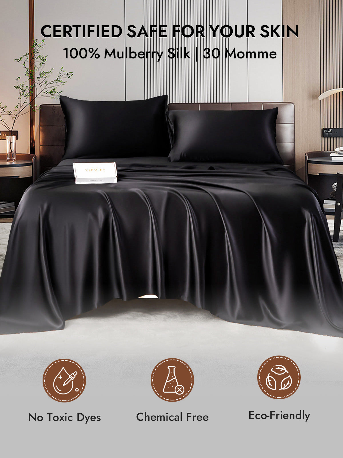 [Black] SilkSilky  30Momme Pure Silk Pillowcase 007